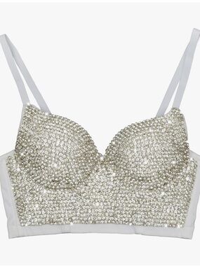 ELLACCI Women's Handmade Rhinestone Diamond Bra Top Size Small  #Lux-G